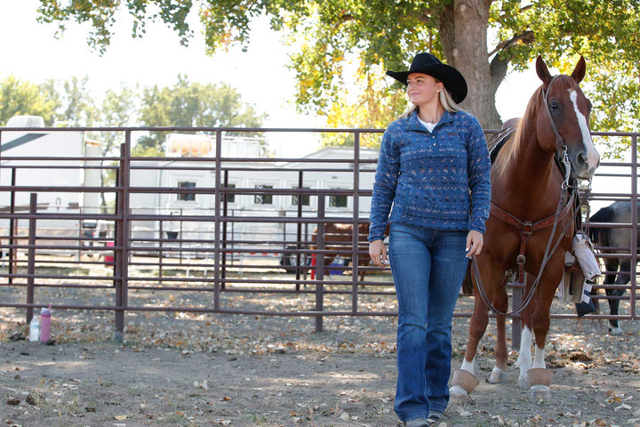 Cinch Women's Blue Aztec Polar Fleece Pullover