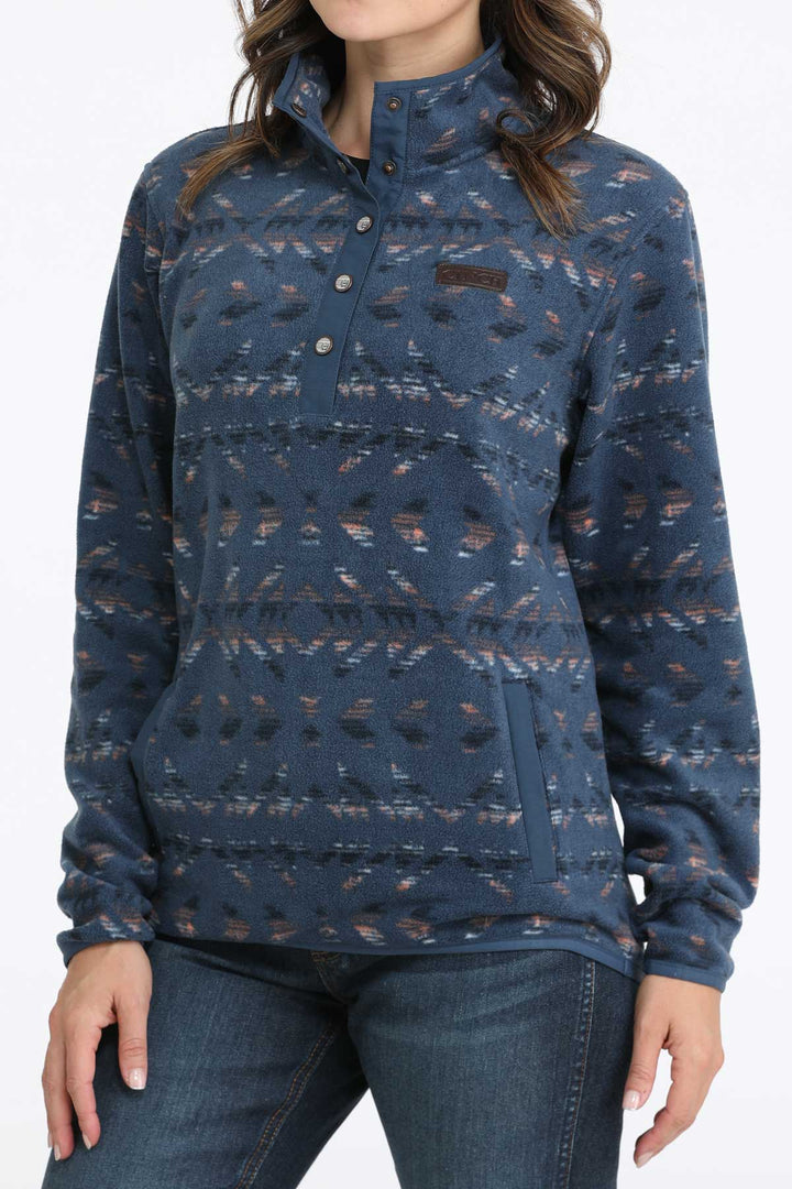 Cinch Women's Blue Aztec Polar Fleece Pullover