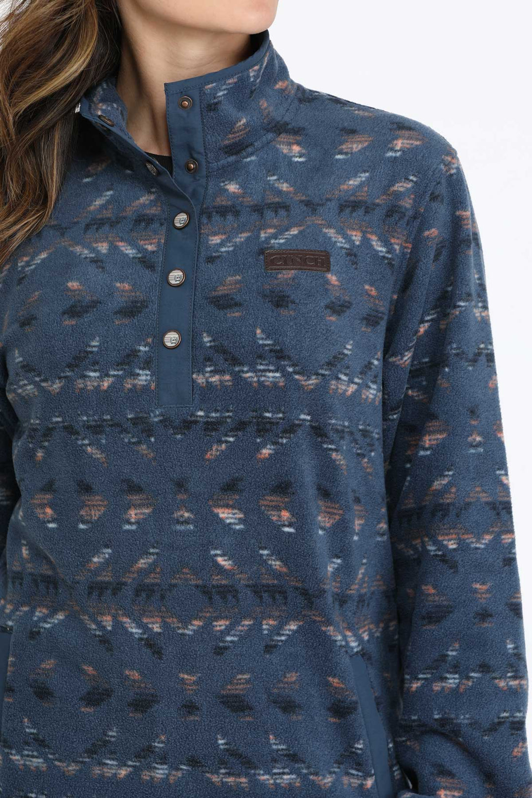 Cinch Women's Blue Aztec Polar Fleece Pullover