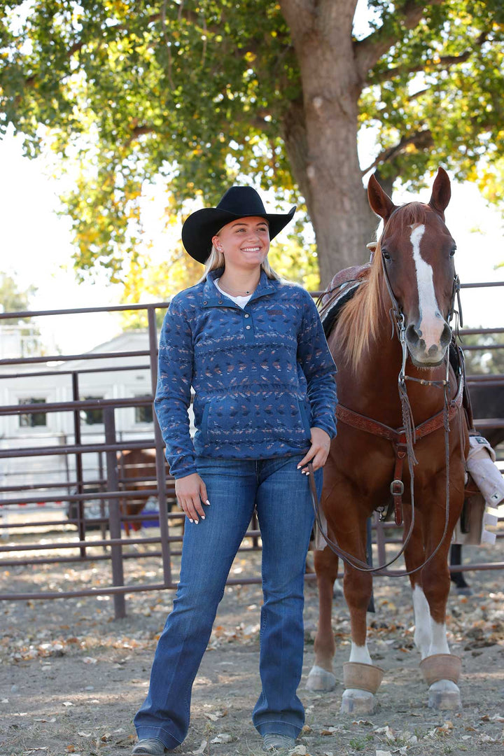 Cinch Women's Blue Aztec Polar Fleece Pullover