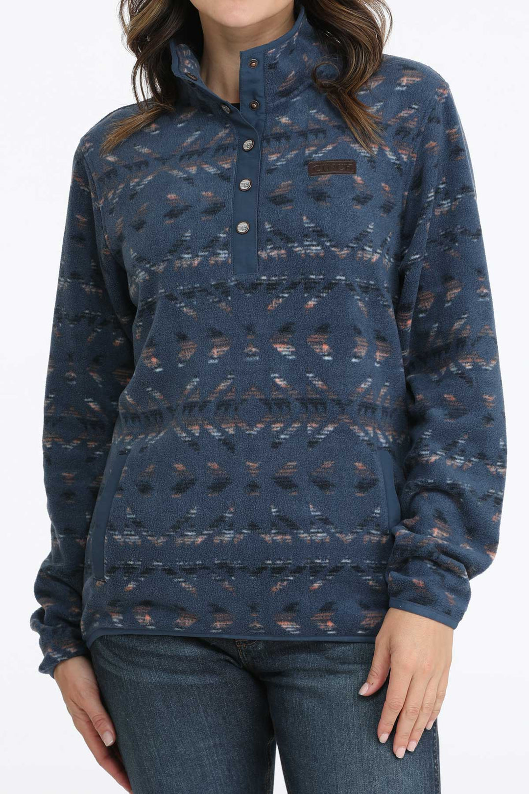 Cinch Women's Blue Aztec Polar Fleece Pullover