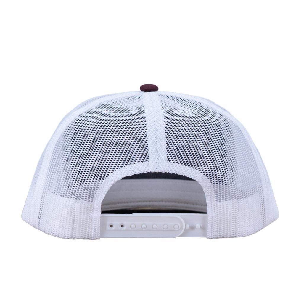 Lazy J Ranch Maroon & White Blue Bull Trap Classic Rope Trucker Hat
