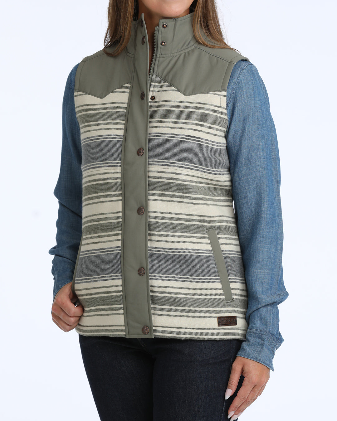 Cinch Women's Striped Twill Quilted Vest