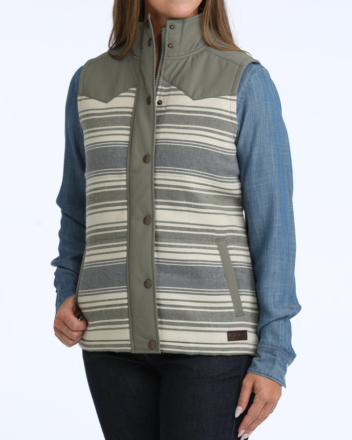 Cinch Women's Striped Twill Quilted Vest