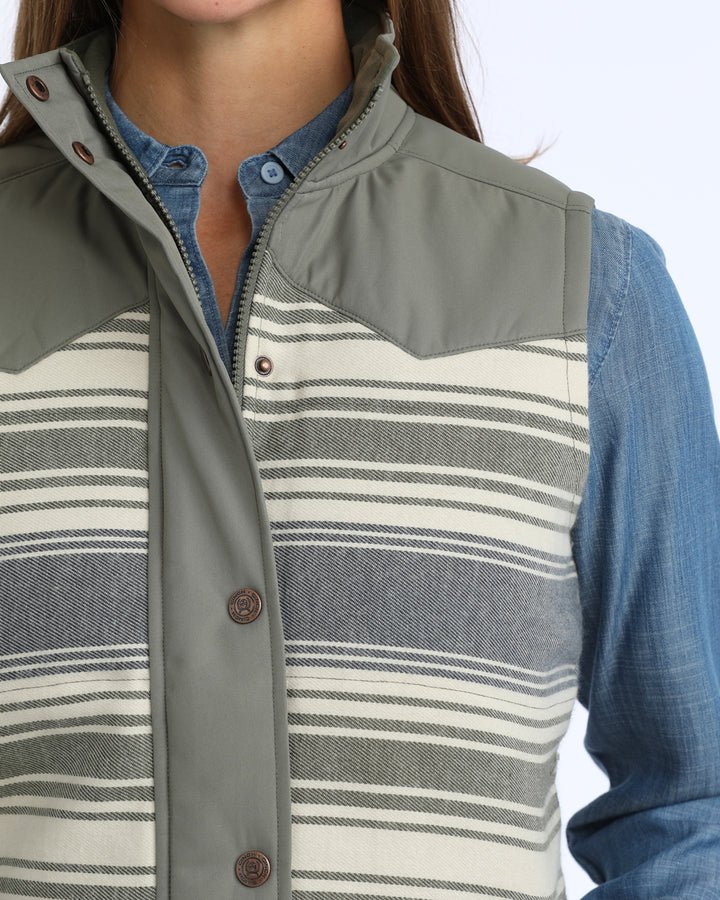 Cinch Women's Striped Twill Quilted Vest