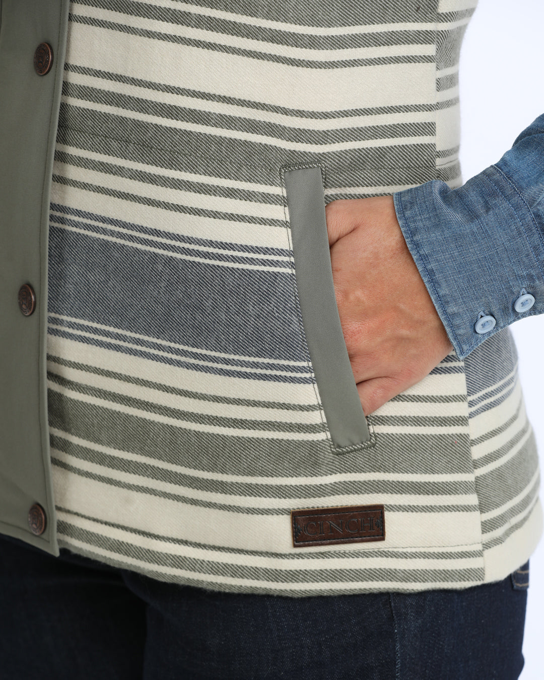 Cinch Women's Striped Twill Quilted Vest