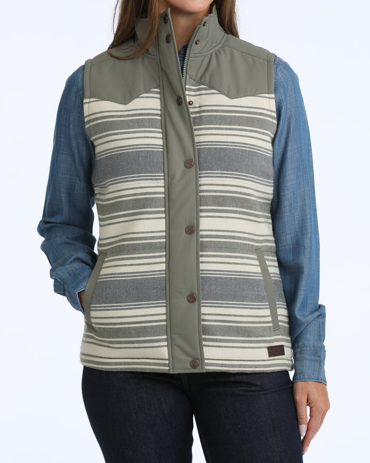 Cinch Women's Striped Twill Quilted Vest