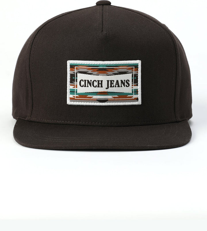 Cinch Men's Brown Aztec Logo Patch FlexFit Ball Cap