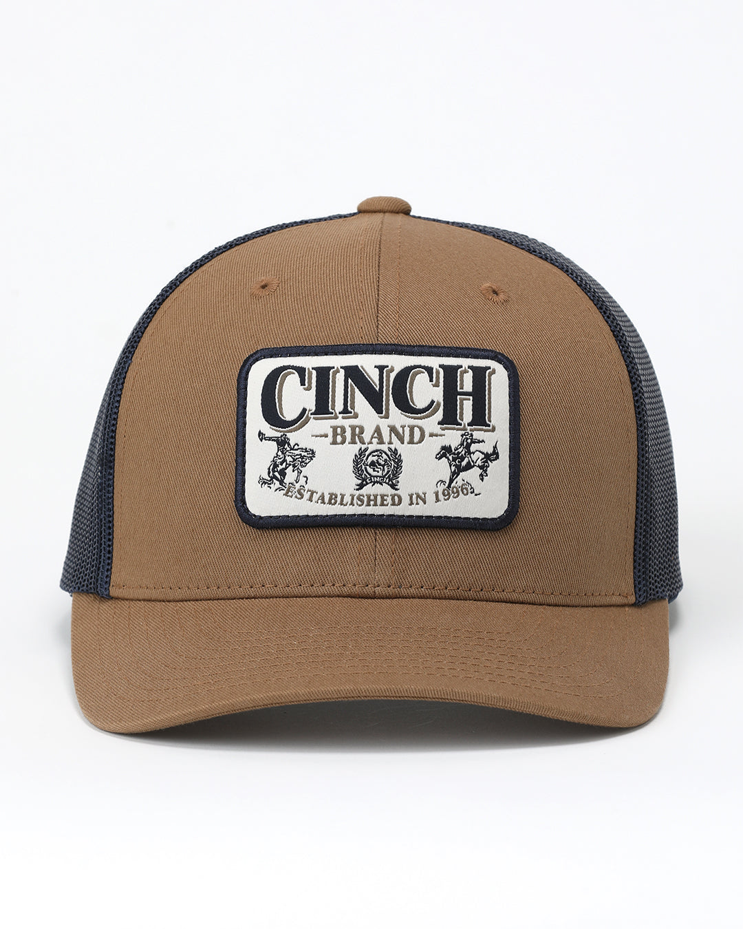 Cinch Brown Bucking Bronc Logo Patch Trucker Cap