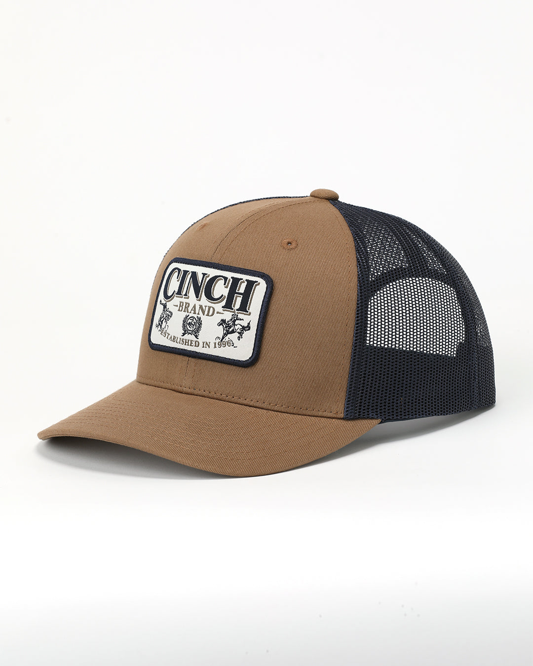 Cinch Brown Bucking Bronc Logo Patch Trucker Cap