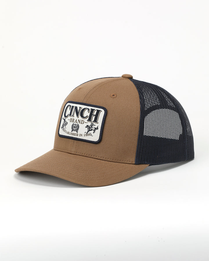 Cinch Brown Bucking Bronc Logo Patch Trucker Cap