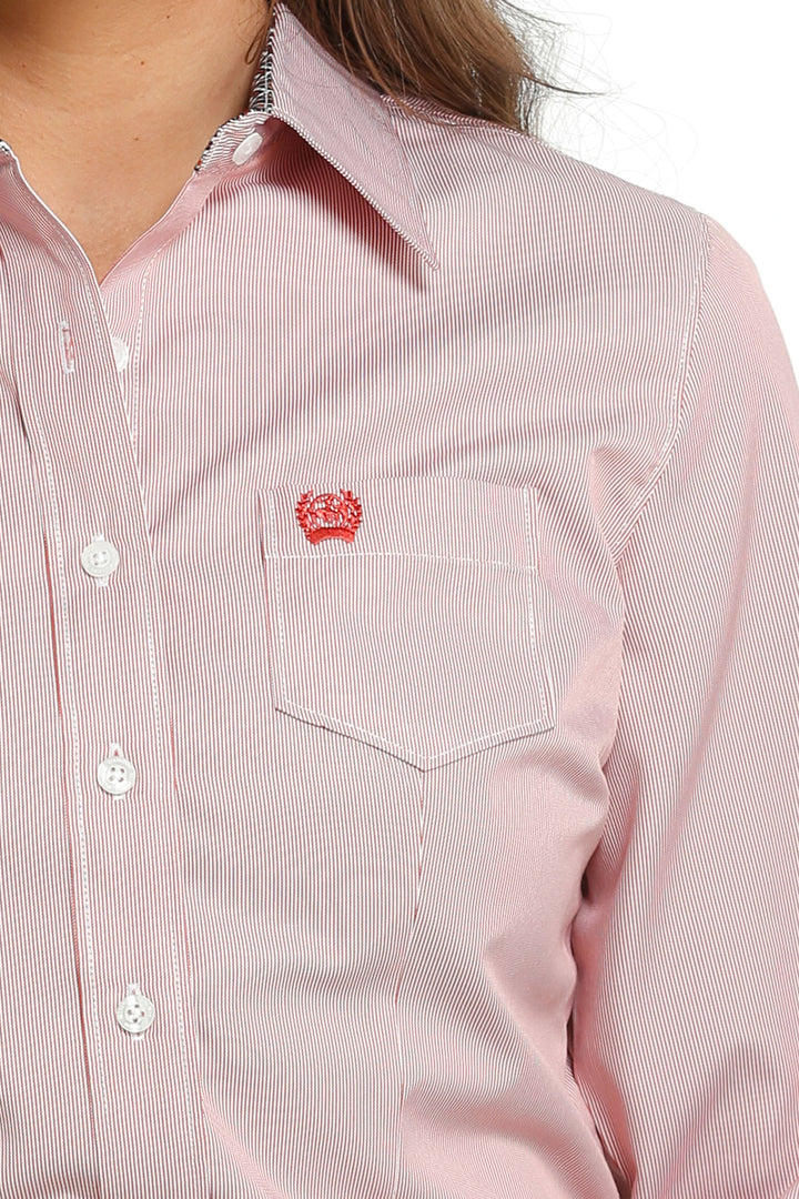 Cinch Women's Red Stripe Button Down Western Shirt