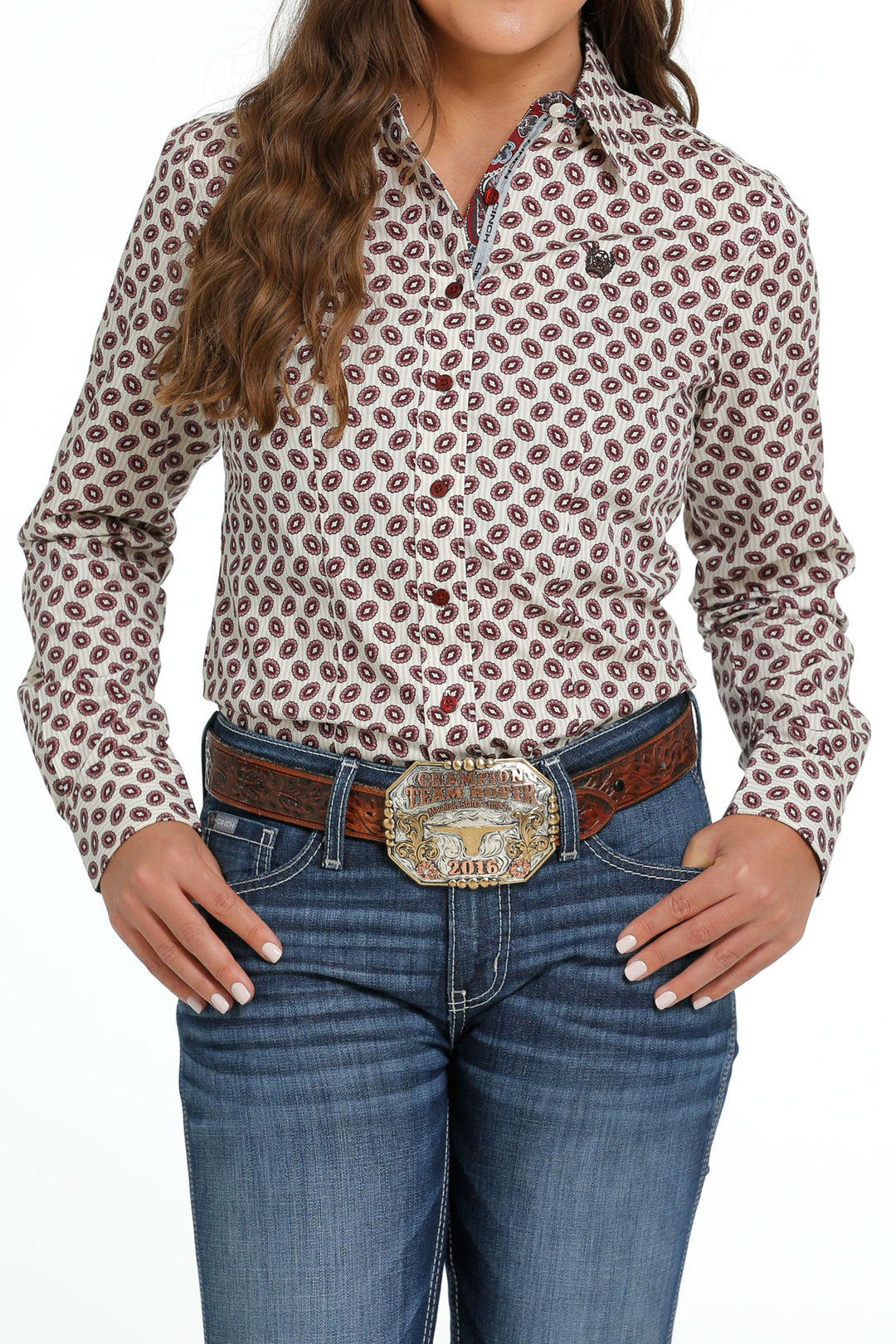 Cinch Women's Cream Paisley Button Down Western Shirt