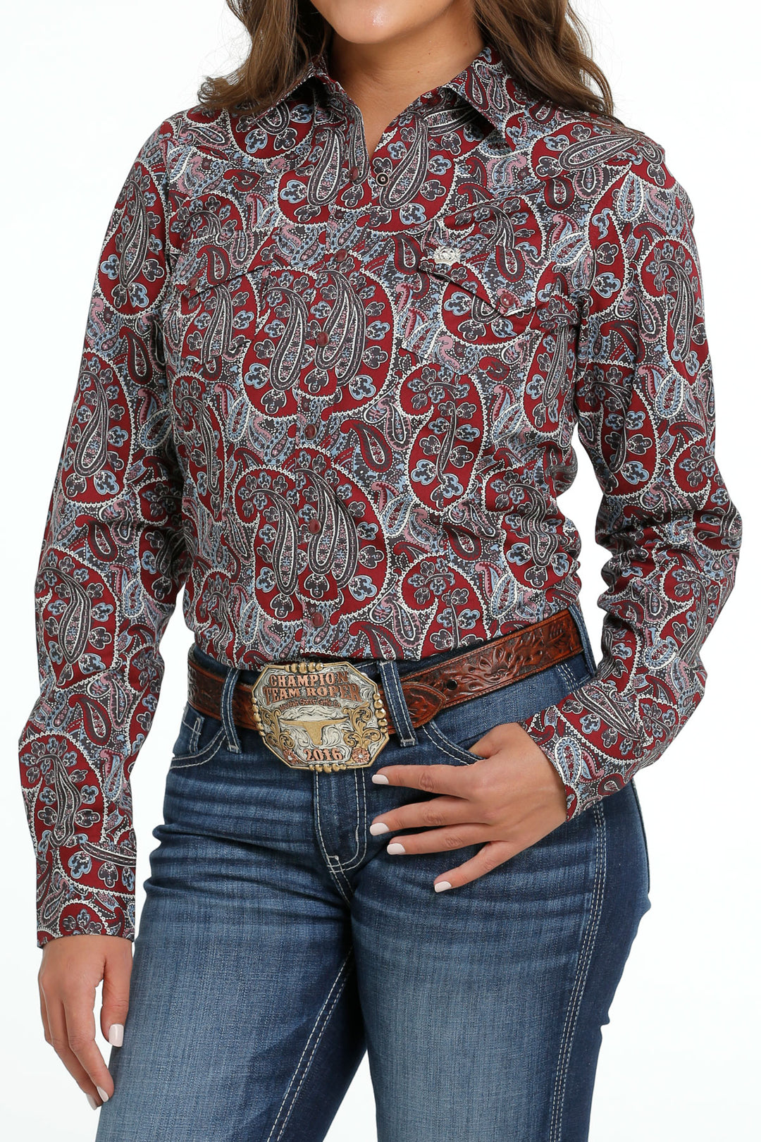 Cinch Women's Burgundy Paisley Western Shirt