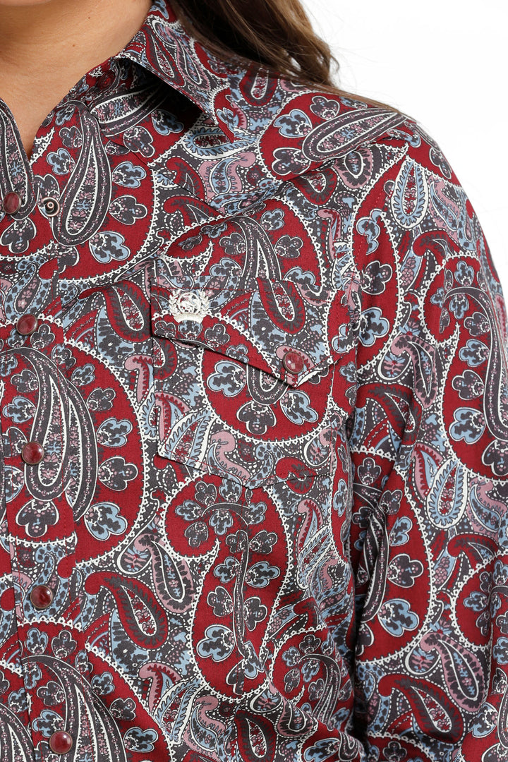 Cinch Women's Burgundy Paisley Western Shirt