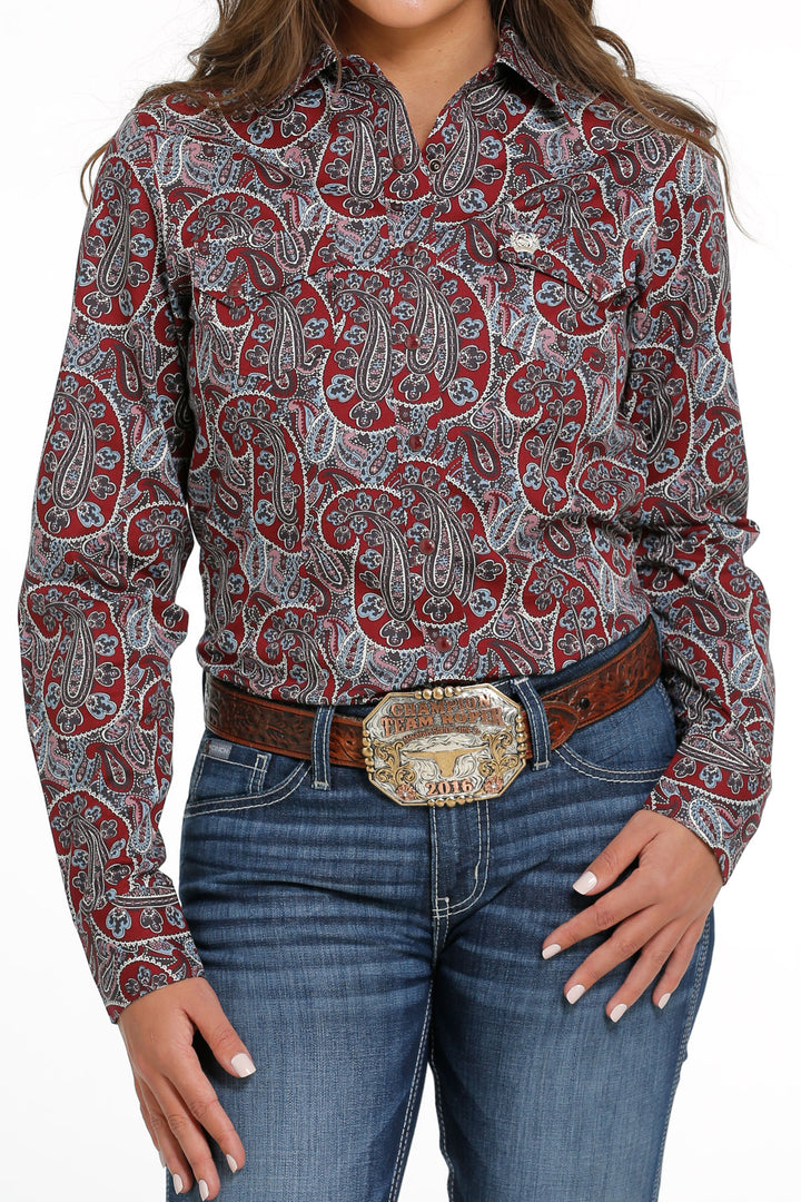 Cinch Women's Burgundy Paisley Western Shirt