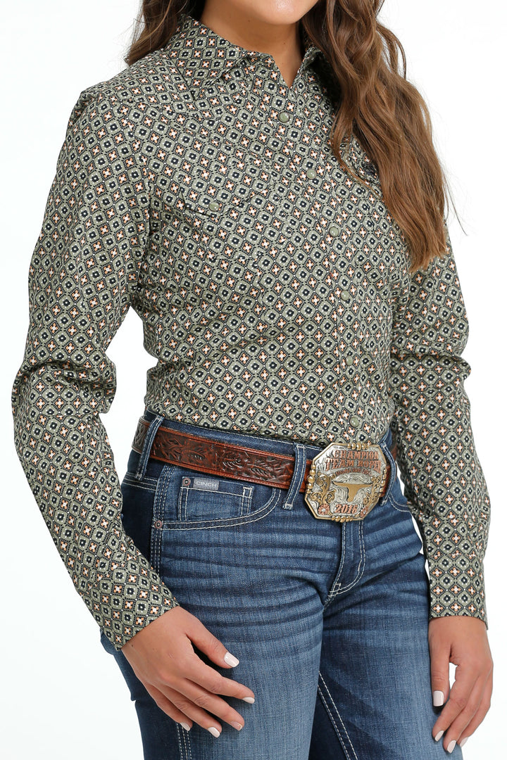 Cinch Women's Olive Snap Down Western Shirt