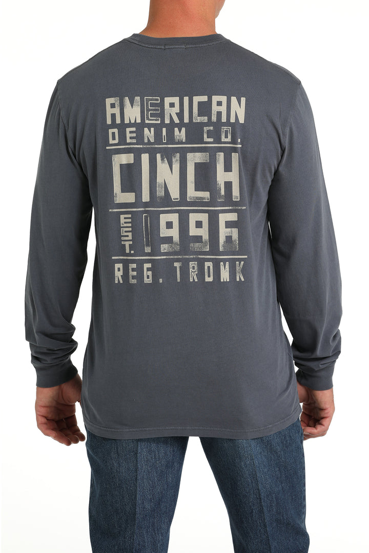 Cinch Men's Blue Logo Long Sleeve Tee