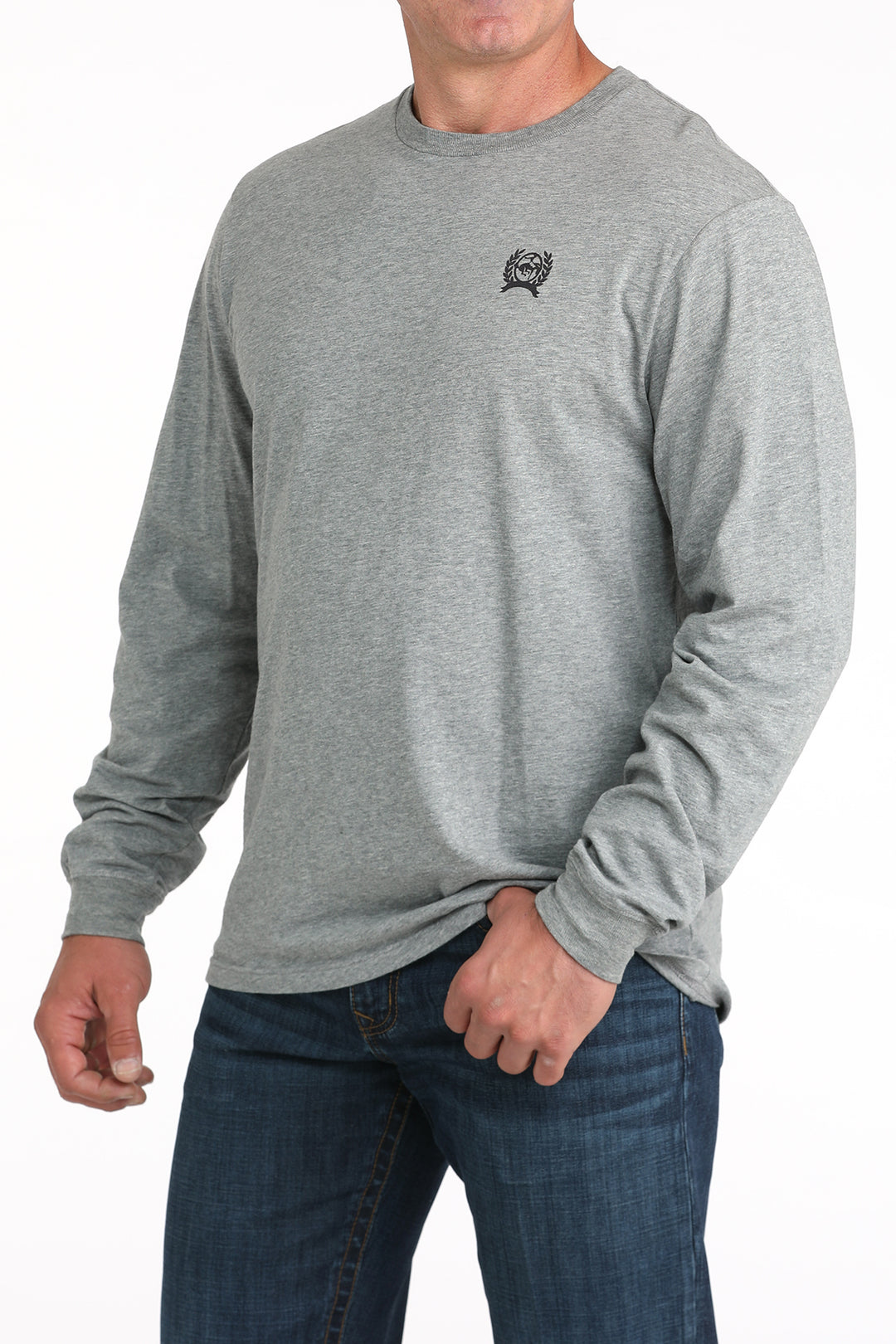 Cinch Men's Gray Logo Long Sleeve Tee