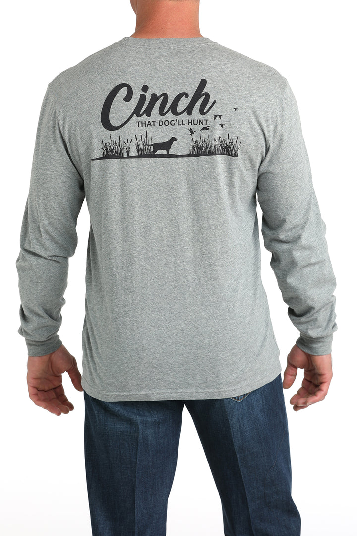 Cinch Men's Gray Logo Long Sleeve Tee