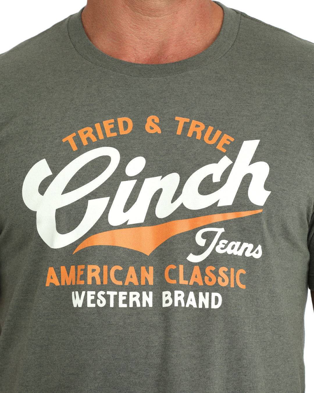 Cinch Men's Olive Tried and True Logo Tee