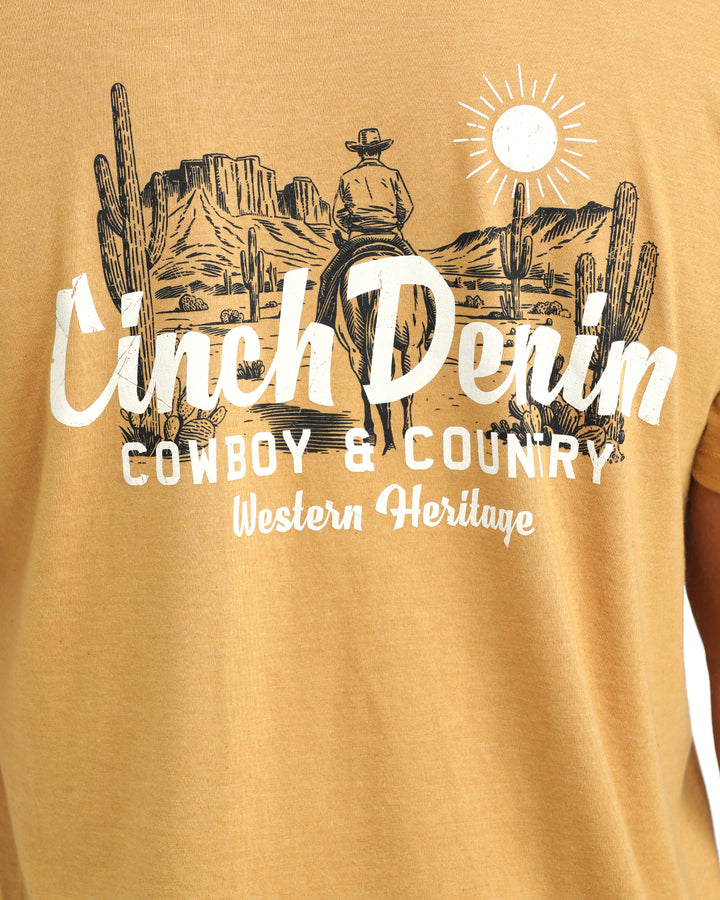 Cinch Men's Gold Cowboy and Country Graphic Tee