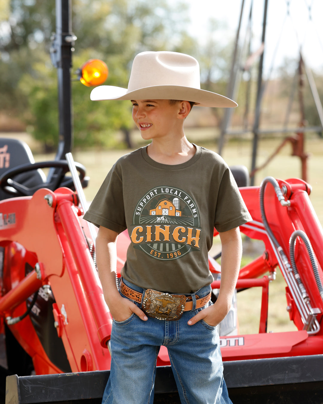 Cinch Kid's Green Support Local Farmers Graphic Tee