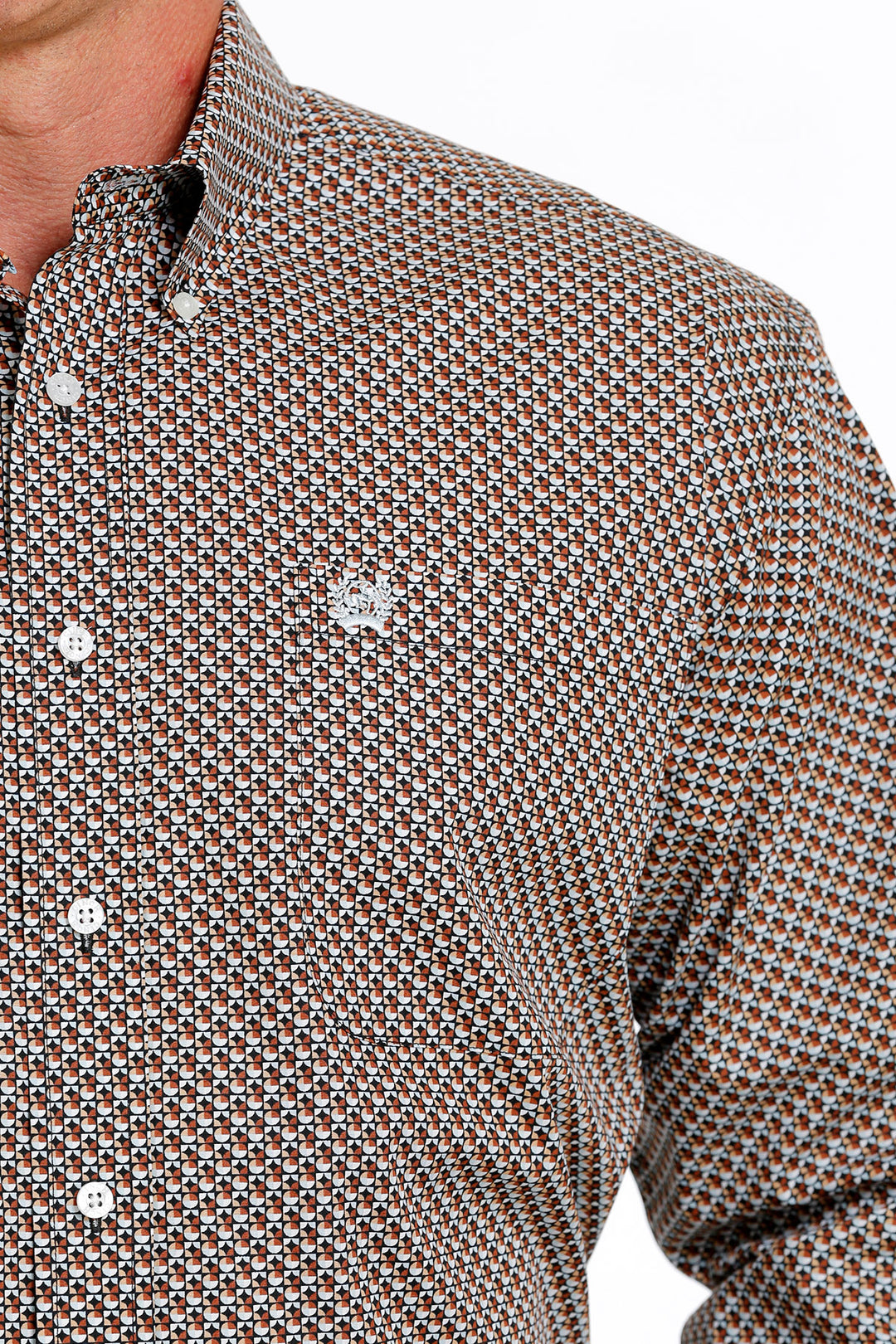 Cinch Men's Black and Brown Geometric Button Down Western Shirt
