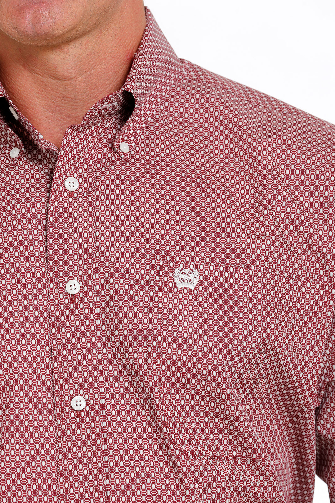 Cinch Men's Red Geometric Button Down Western Shirt