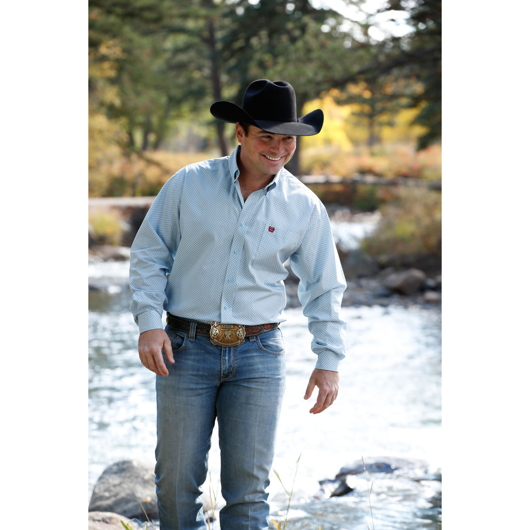 cinch dress shirt Cinch Light Blue Geometric Print - Mens Shirt - Mtw1105631