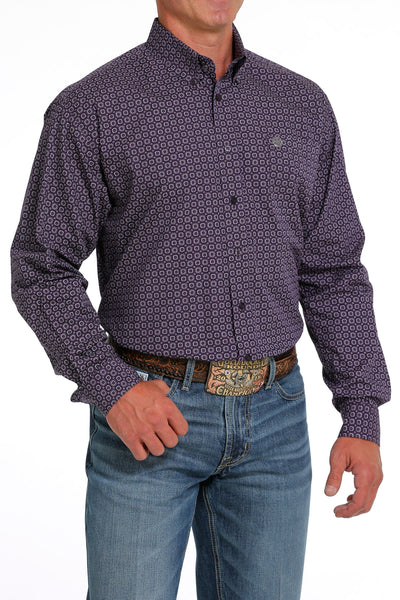 Cinch Men's Purple Geometric Button Down Western Shirt
