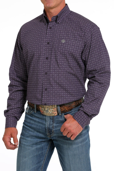 Cinch Men's Purple Geometric Button Down Western Shirt