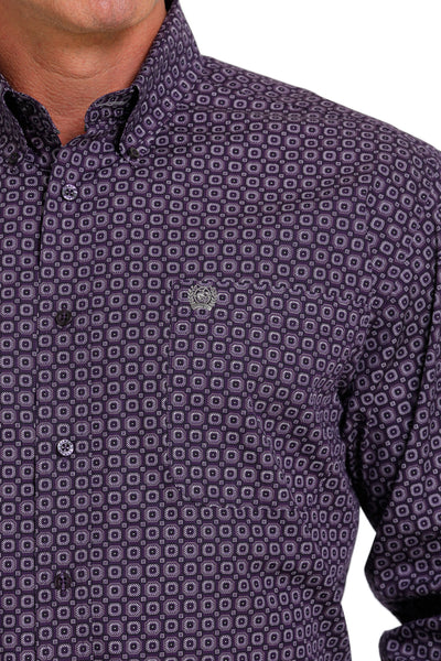 Cinch Men's Purple Geometric Button Down Western Shirt