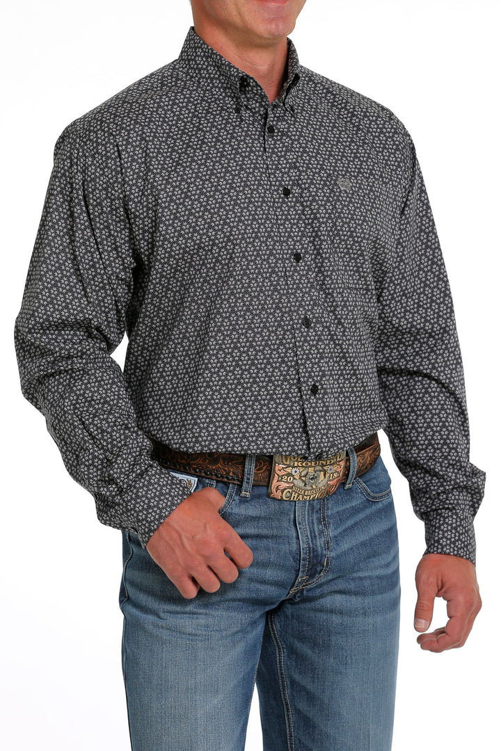 Cinch Men's Black Stretch Geometric Button Down Western Shirt