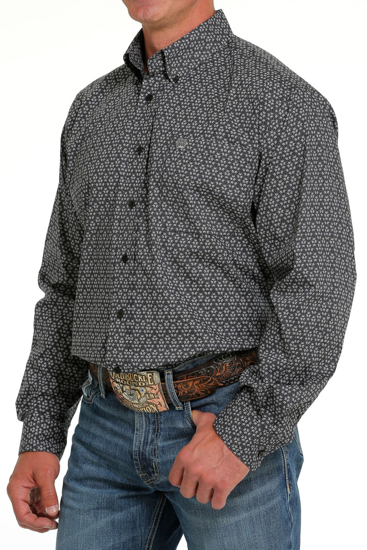 Cinch Men's Black Stretch Geometric Button Down Western Shirt