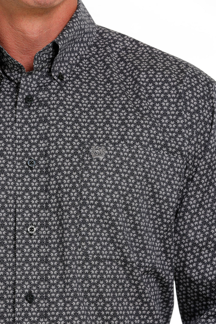 Cinch Men's Black Stretch Geometric Button Down Western Shirt