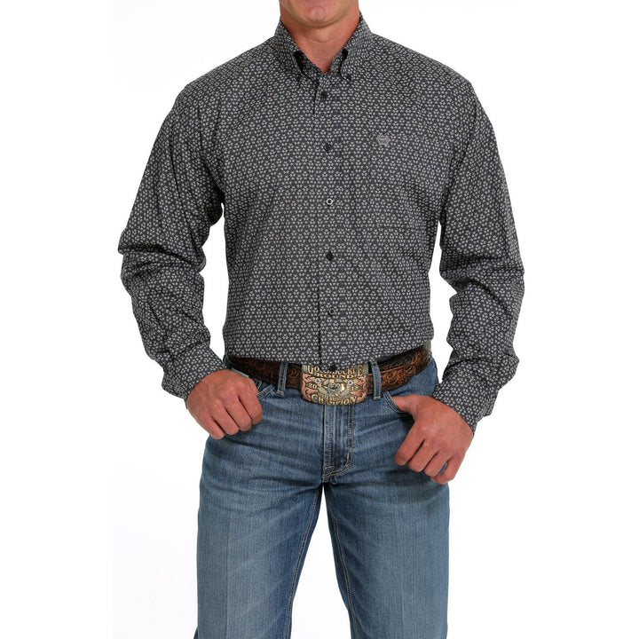 Cinch Men's Black Stretch Geometric Button Down Western Shirt