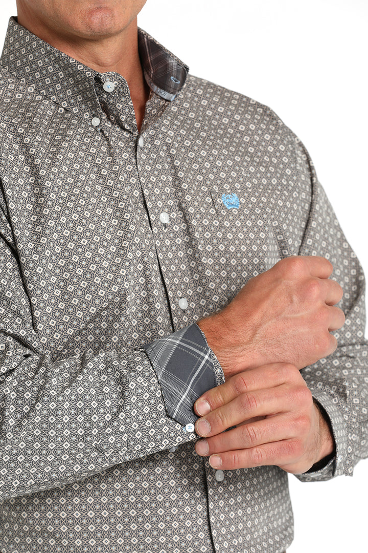 Cinch Men's Blue Medallion Print Button Down Shirt