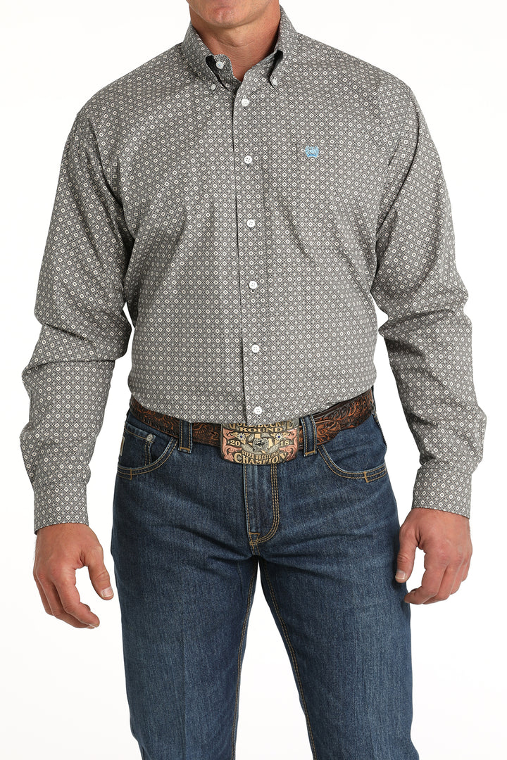 Cinch Men's Blue Medallion Print Button Down Shirt