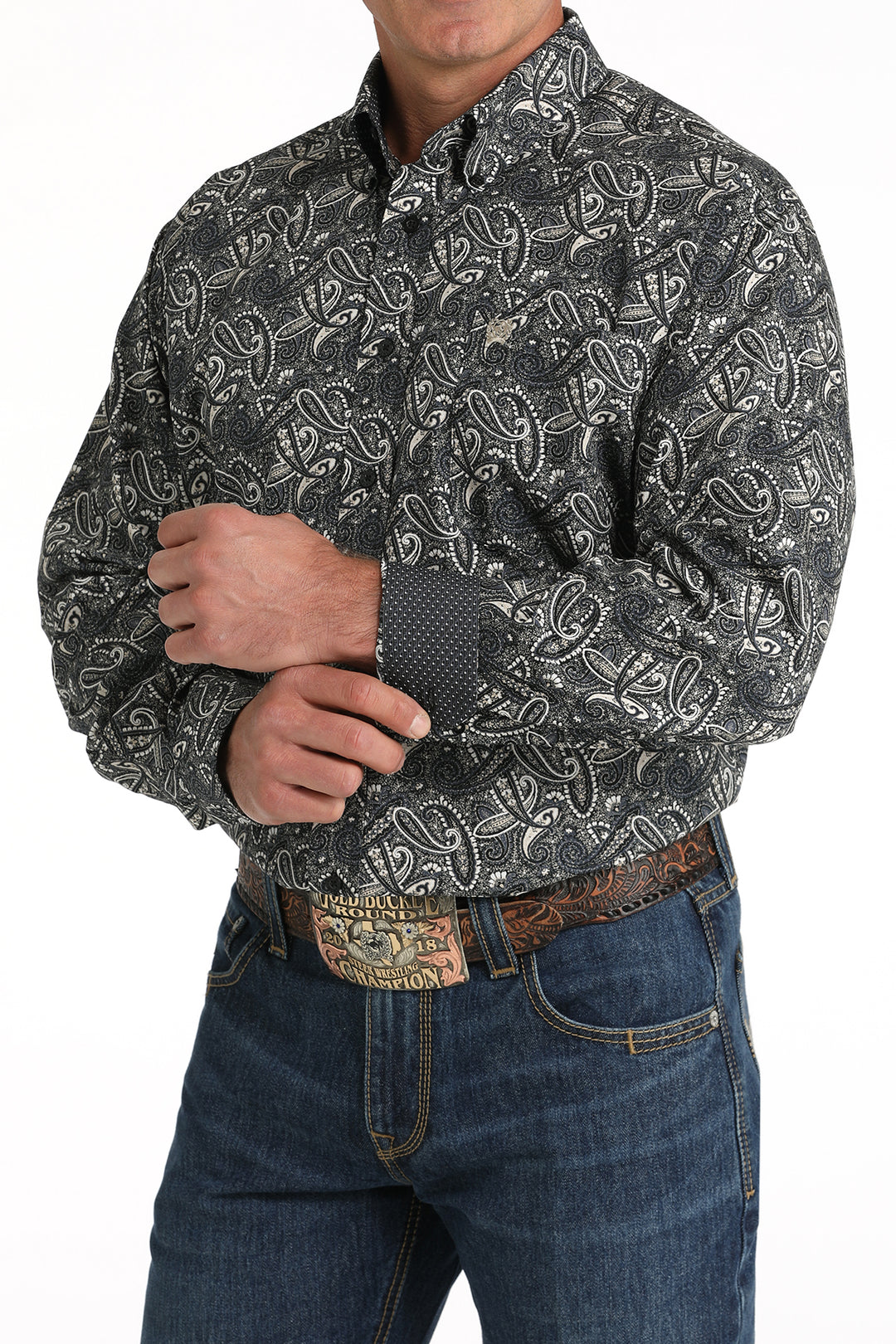 Cinch Men's Black Paisley Print Button Down Shirt