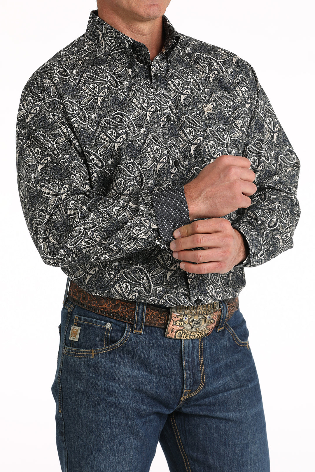 Cinch Men's Black Paisley Print Button Down Shirt