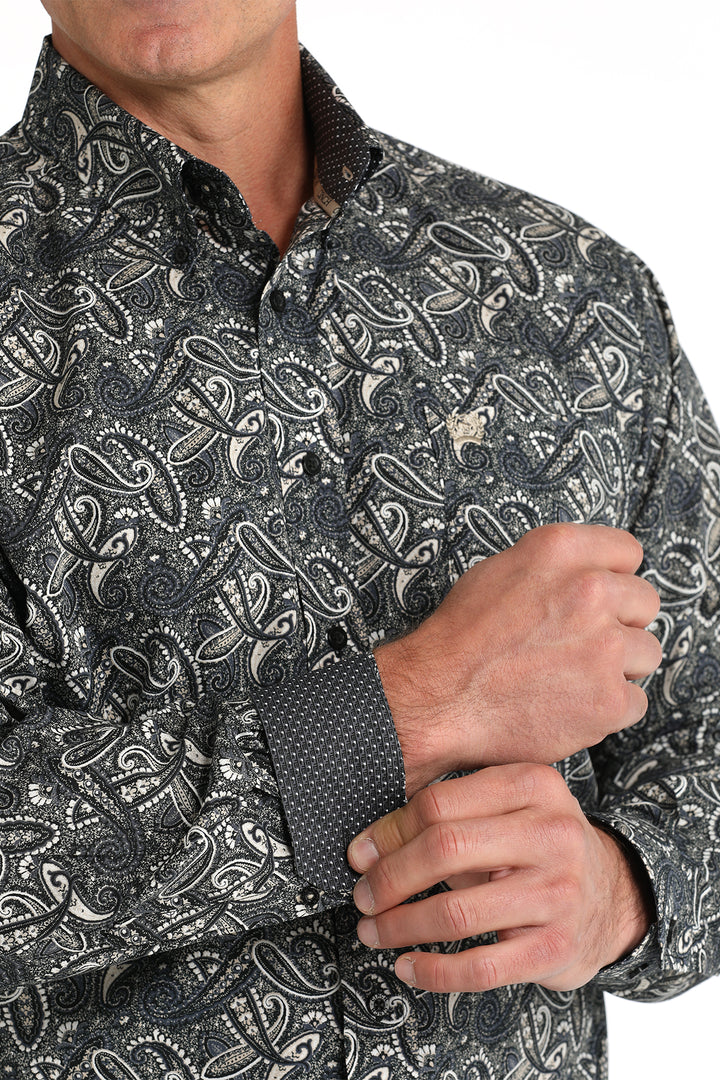 Cinch Men's Black Paisley Print Button Down Shirt