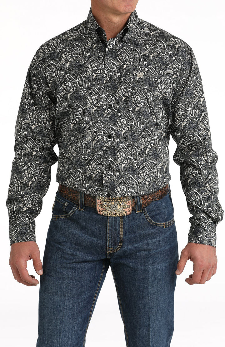 Cinch Men's Black Paisley Print Button Down Shirt