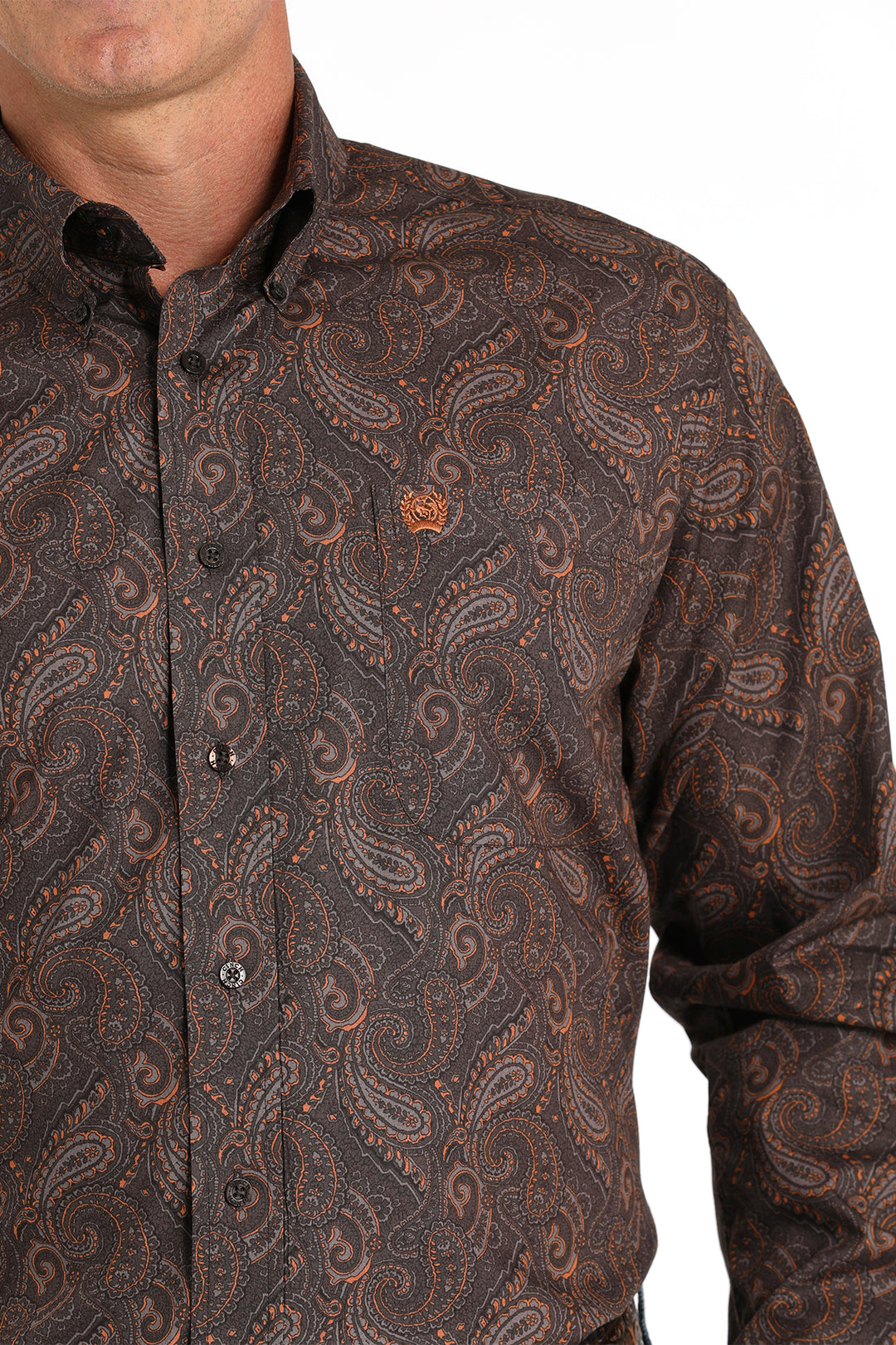 Cinch Men's Brown Paisley Print Button Down Shirt