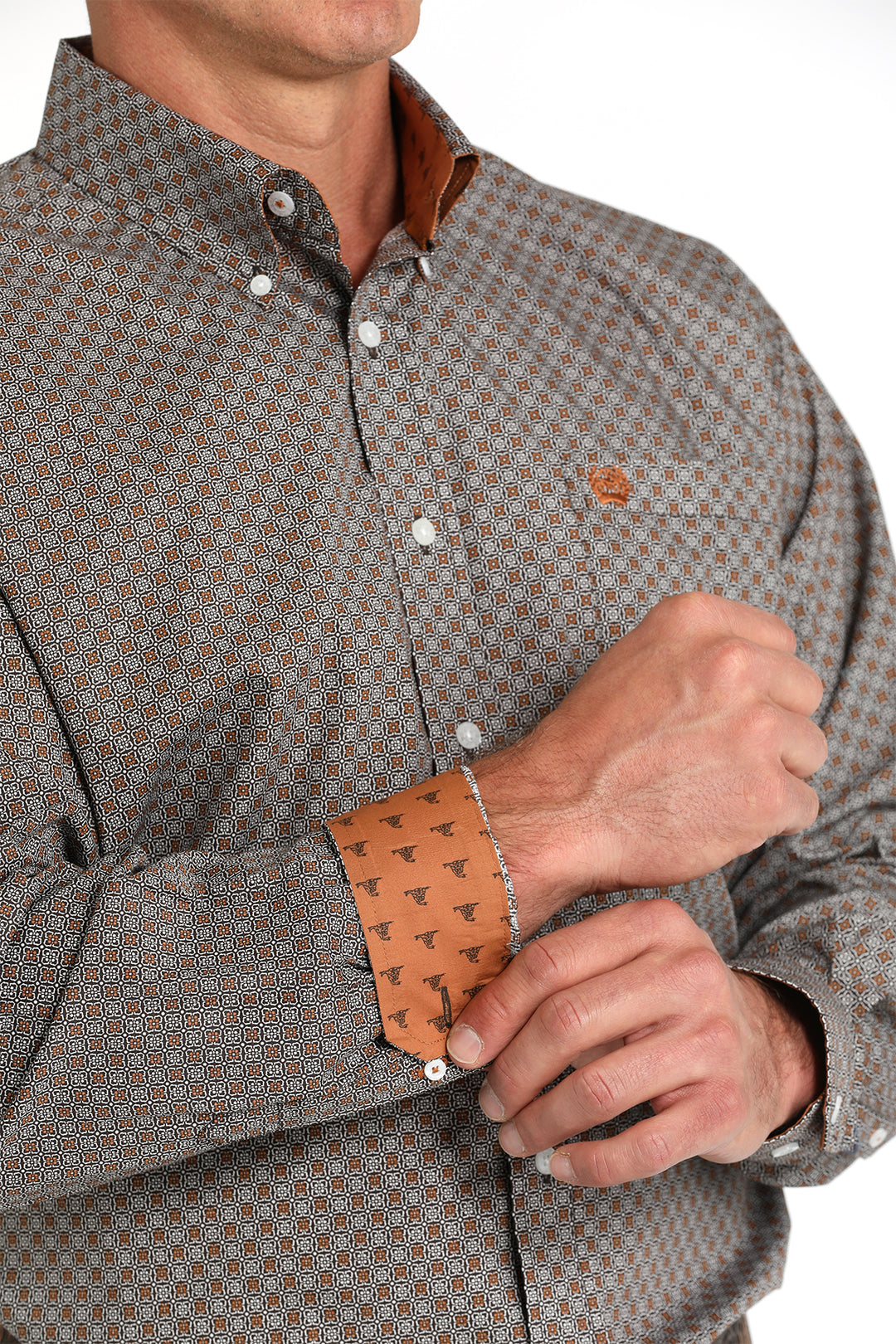 Cinch Men's Brown Geometric Button Down Shirt