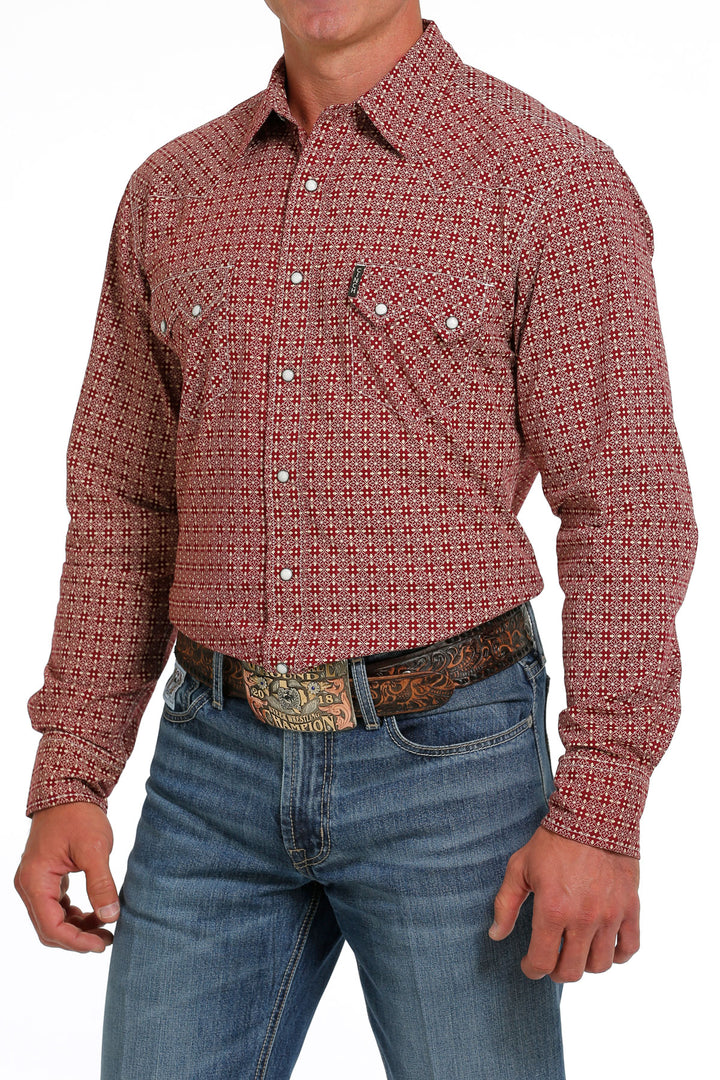 Cinch Men's Modern Fit Red Snap Western Shirt