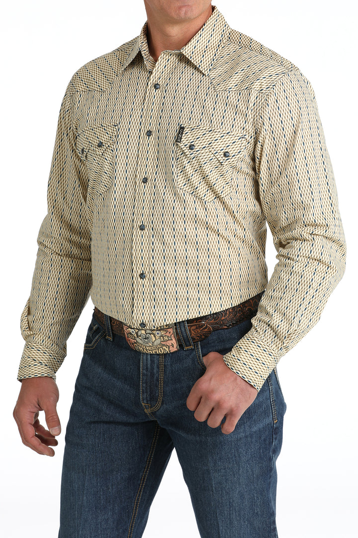 Cinch Men's Cream Vintage Stripe Modern Fit Snap Shirt