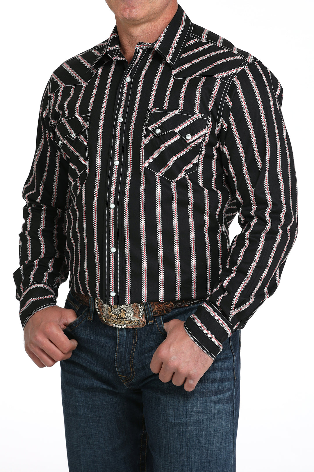 Cinch Men's Black Stripe Modern Snap Down Shirt