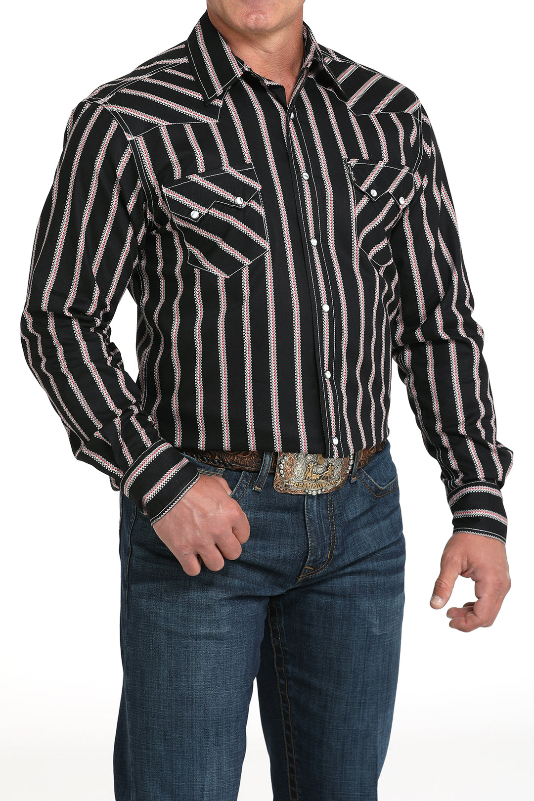 Cinch Men's Black Stripe Modern Snap Down Shirt
