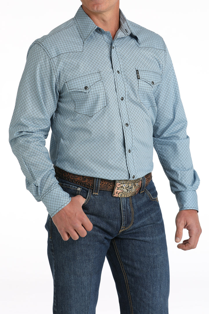 Cinch Men's Light Blue Modern Fit Snap Shirt